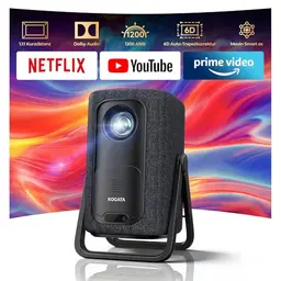 KOGATA 4K Smart Beamer, tragbar, Kurzdistanz | WLAN, Bluetooth, Dolby Audio | Autofokus & HDR10+ | Für Heim, Outdoor & Garten