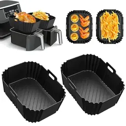 HONYAO Heißluftfritteuse Zubehör - 2 Silikonformen kompatibel mit Ninja Dual Zone Airfryer