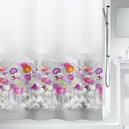 Spirella Duschvorhang Abella Blumen, waschbar und wasserdicht, 180x200cm