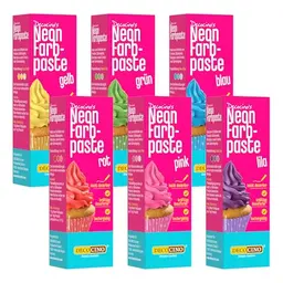 DECOCINO Neon Lebensmittelpaste 6er Set – Lebensmittelfarbe