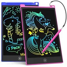 LCD Schreibtafel 2er Set, 8.5 Zoll wiederverwendbare Zeichenblöcke für Kinder und Erwachsene (Dunkelblau + Magenta)