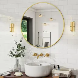BEAUTYPEAK 50 cm Runder Gold Spiegel - Bruchsicherer Wandspiegel für Schlafzimmer, Bad und Wohnzimmer
