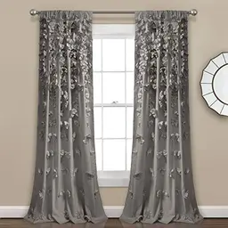 Lush Decor Riley Fensterpaneel, halbtransparent, gerüscht, 137x213 cm, Grau