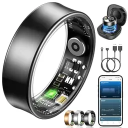 NAIXUES Smart Ring Herren Damen, Fitness Tracker mit Herzfrequenz, SpO2, Schlafüberwachung, 170+ Sportmodi, 5ATM wasserdicht, Größen 9, Schwarz