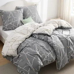 BEDSURE Bettwäsche 135x200 cm 4-teilig mit 2 Kissenbezügen, Wendebettwäsche mit Reißverschluss, Grau Muster, ÖKO-TEX