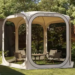 EAST OAK Pop Up Zelt 3×3m für 4-6 Personen, Wasserdicht mit UV Schutz und Belüftung, Beige