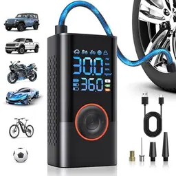 Fshyos Elektrische Fahrradpumpe, 150 PSI, Akku, Tragbar, Digital, Auto-Stopp, Für Fahrräder, Motorräder und Autos