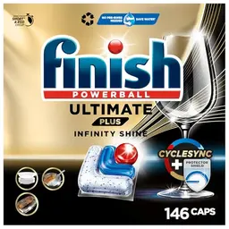 Finish Ultimate Plus Infinity Shine Geschirrspültabs – 2x73 Caps für intensive Reinigung und Glanz