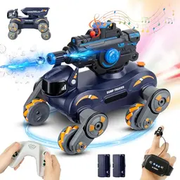 Ferngesteuertes Off-Road Auto mit Licht und Wasserkanone, Drehungen und Drift, Spielzeug für Kinder ab 7 Jahren (Orange)