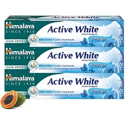 Himalaya Active White Gel - Herbal Toothpaste with Fruit Enzymes, Teeth Whitening, 100% Vegetarian - 75ml (Pack of 3)