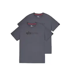 Alpha Industries Alpha Label T-Shirt 2er-Pack für Herren Grau-Schwarz