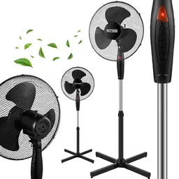 Echos® Standventilator Ø43cm, leise, energieeffizient, höhenverstellbar, 3 Geschwindigkeiten, 90° Oszillation, mobiler Bodenventilator