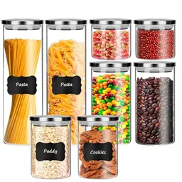 JOMARIA Vorratsgläser Set mit Deckel, 8er Set, stapelbare Aufbewahrungsgläser (450ml bis 1350ml)