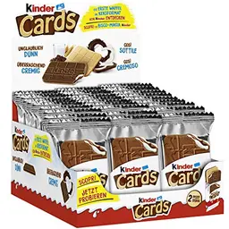 Kinder Cards Kekswaffeln mit Milch- & Kakaocreme – Knusprige Waffeln, Snack für unterwegs, 30 Packungen à 2 Waffeln