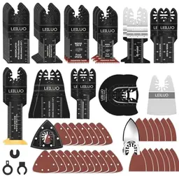 LEILUO 158-teiliges Multitool Sägeblatt Set für oszillierende Werkzeuge mit Tasche, kompatibel mit Makita, Dremel, Einhell und mehr