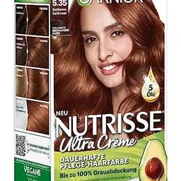 Garnier Nutrisse Haarfarbe, 5.35 Goldenes Rehbraun, 8 Wochen Halt, Pflege mit Fruchtölen