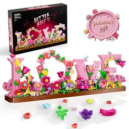 Herz-Deko Blumen Bauspielzeug Set – 791 Teile, kreative Geschenkidee für Mädchen, Frauen und Kinder, ideal für Geburtstag und Valentinstag