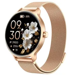 Smartwatch Damen, 1.27" AMOLED, Fitnessuhr mit Telefonfunktion, Pulsuhr, IP68 wasserdicht, für iOS und Android, Gold