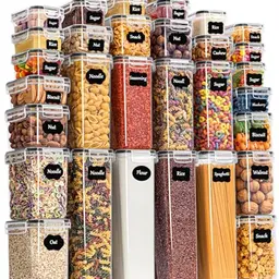 GoMaihe Vorratsdosen Set - 32er luftdichte Aufbewahrungsboxen für Küche, ideal für Mehl, Müsli und Spaghetti