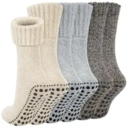 Chalier Finery Rutschfeste Socken für Damen und Herren - Atmungsaktive, warme Hausschuhsocken