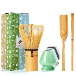 TEANAGOO Matcha Set – 4 Teile: Traditionelles Matcha-Besen-Set & Löffel für perfekte Zubereitung