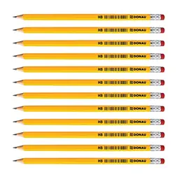 OFFICER PRODUCTS Donau Bleistifte HB 12 Stück mit Radiergummi, ungiftig, gelb
