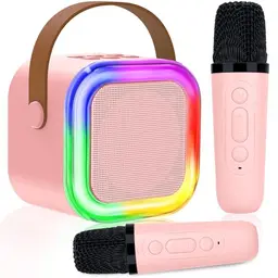 Karaoke Maschine für Kinder und Erwachsene mit Bluetooth, 2 Mikrofonen und LED-Lichtern