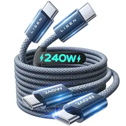 LISEN 240W Schnellladekabel USB C auf USB C 2m - 2 Stück für iPhone, iPad, MacBook, Samsung Galaxy