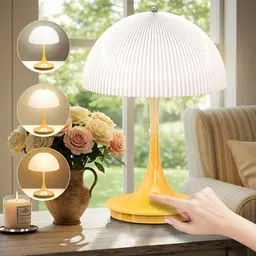 Onherm Kabellose Tischlampe mit Touch-Steuerung, dimmbar, 3 Farbmodi, Wiederaufladbar, Knospenform für Restaurant, Schlafzimmer, Party