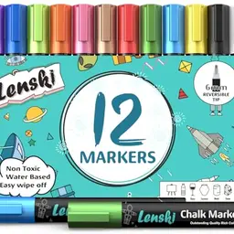 Lenski 12 Abwaschbare Kreidestifte für Tafel und Fenster - Ostergeschenke für Kinder