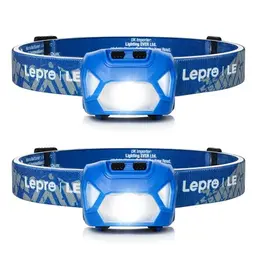 Lepro Stirnlampe 1300 Lux LED mit 6 Lichtmodi, spritzwassergeschützt, ideal für Camping und Joggen, Blau, 2 Stück