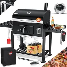 KESSER® BBQ Smoker XXL Holzkohlegrill mit Deckel, Rädern und Zubehör, Standgrill