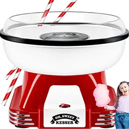 KESSER® Zuckerwattemaschine Set - Retro Cotton Candy Maschine mit 30 Stäbchen & Messlöffel - Höhe 22 cm - 500 W