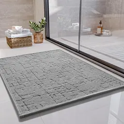 SIXHOME Badteppich 40x60 cm hellgrau, super saugfähig, rutschfest und waschbar