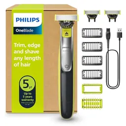 PHILIPS OneBlade 360 Face & Body - Elektrischer Rasierer & Trimmer mit 3 Klingen und 4 Aufsätzen für Gesicht und Körper