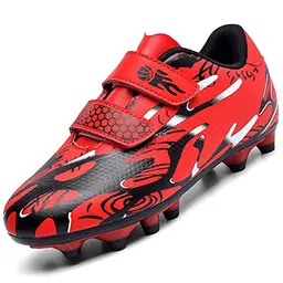 Unitysow Fußballschuhe Jungen und Mädchen, Outdoor Sportschuhe, Rot, Gr. 34