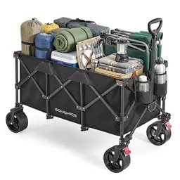 SONGMICS Handwagen, faltbar, Garten- und Campingwagen, bis 150 kg, tintenschwarz