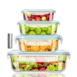 LNWSN Familien-Set Meal Prep Boxen – Frischhaltedosen aus Glas mit Deckel, auslaufsicher und mikrowellenfest