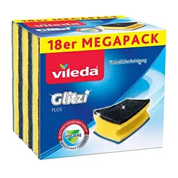 Vileda Glitzi Plus Schwämme, antibakteriell, saugstark, 18er Pack