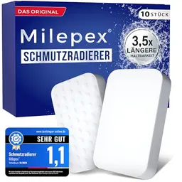 Milepex Schmutzradierer, 10er Pack – Zauberschwamm für Wand, Boden, Sneaker & Auto, robust & langlebig, nur mit Wasser