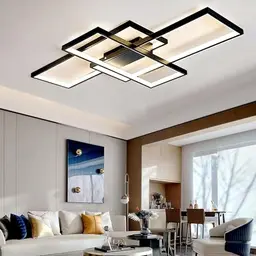 Deckenleuchte Wohnzimmer 80cm, modern, LED, eckig, dimmbar, Schwarz, mit Fernbedienung