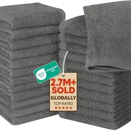 Utopia Towels - 24 Seiftücher 30x30 cm, saugfähige Waschlappen aus 100% Baumwolle (Grau)