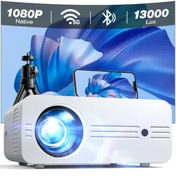 iZEEKER Mini Beamer 1080P Full HD, 13000 Lux, 5G WiFi, Bluetooth, Tragbarer Projektor für Heimkino (Tasche & Stativ Inklusive)