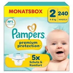 Pampers Premium Protection Größe 2, 240 Windeln, Haut- und Auslaufschutz