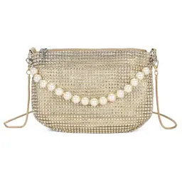 Elegante Damen Gold Glitzer Clutch Tasche für Abend, Prom, Hochzeit und Partys