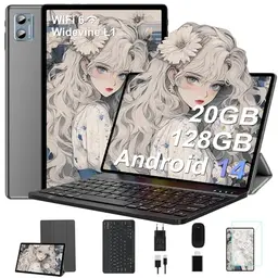 SUAAT 10 Zoll Tablet, Android 14, 20GB RAM, 128GB ROM, Octa-Core, WiFi 6, inkl. Tastatur und Maus, Grau
