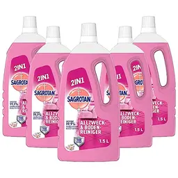 Sagrotan Allzweck-Reiniger Blütenfrische – Desinfektionsmittel für Oberflächen – 5 x 1,5 l