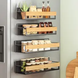 SONGMICS Magnetisches Gewürzregal, 4er Set, ohne Bohren, für Küche und Kühlschrank