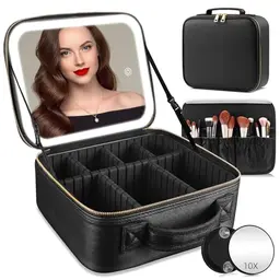 Reisekosmetiktasche mit beleuchtetem Spiegel und wasserdichtem Design, Make-up Organizer in verschiedenen Farben