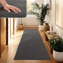 Moderner Kuscheliger Teppich in Felloptik - 80x150 cm, Anthrazit